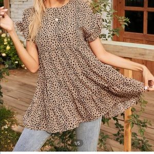 Leopard Ruffle Hem Top